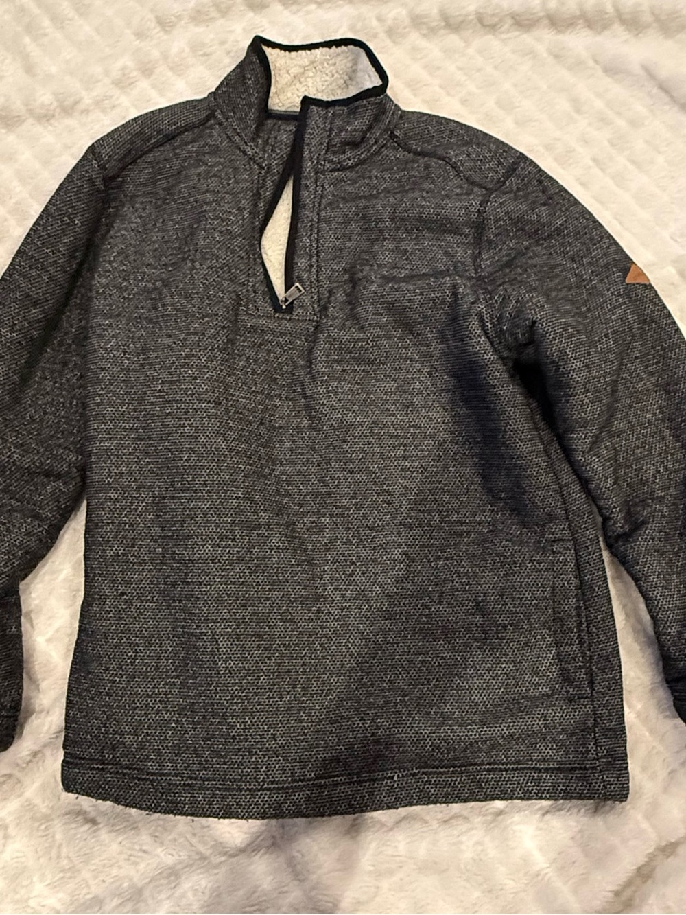 Orvis Black and Cream Sherpa-Lined Zip Sweater